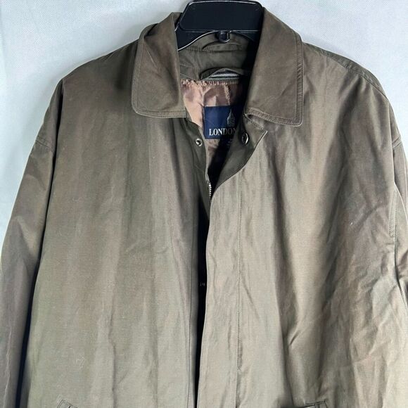 London Fog NWT Rainwear Short Trench Coat Green Removable Liner Sz Medium - Picture 3 of 13